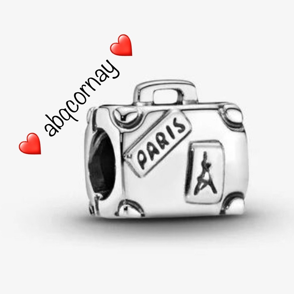 EUC Pandora 790362 Sterling Silver Adventure Suitcase Charm 'JAMAICA'
